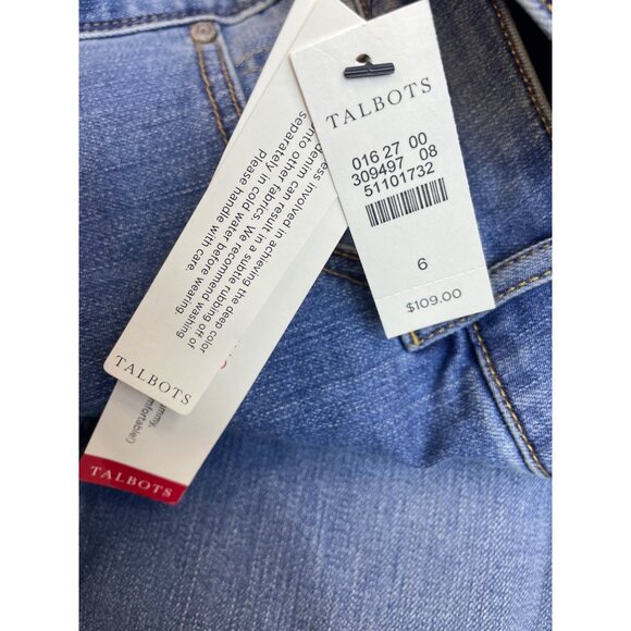 Talbots Women's Blue Medium Wash Embroidered Mid-Rise Jeans Sz 6 - New - Picture 11 of 12